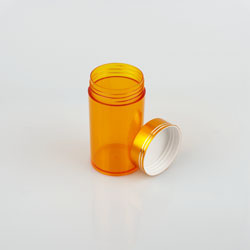 Transparent Orange Plastic Bottle Pill Bottle With Aluminium Screw Cap
